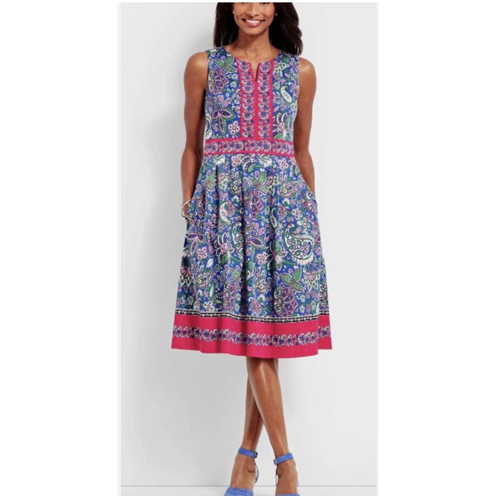 Talbots Paisley Midi Dress Size 6 A-line Fit and Flare